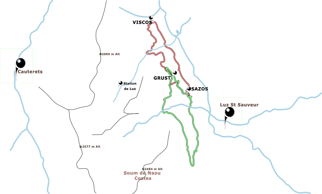 plan des traces Sazos 24 H Trail situation